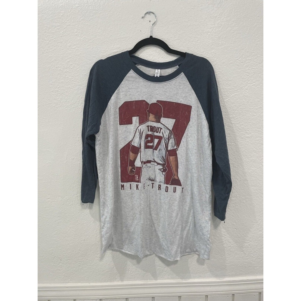 Mike Trout LA Angels 500 Level Premium MLB Baseball Wrangler Shirt- Size L